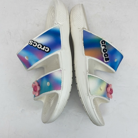 Classic Crocs women’s size 8 Solarized Sandal white tie dye slides - Picture 6 of 9